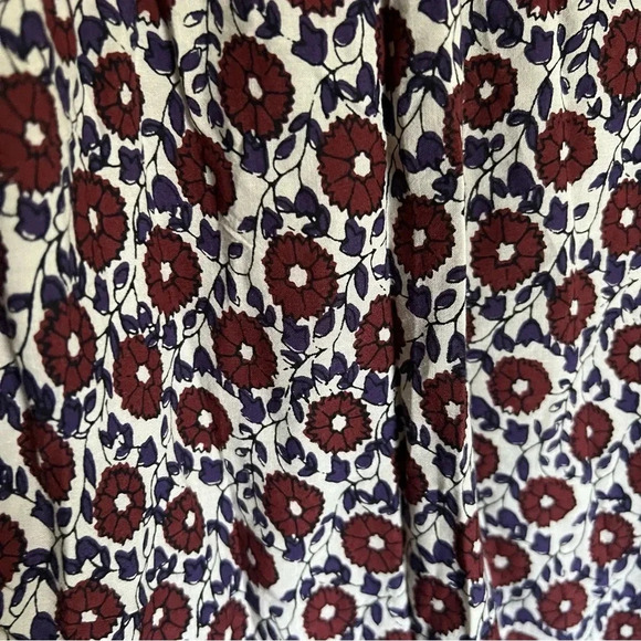 Lucky Brand Burgundy Boho Floral V-Neck Tunic Top Size Medium - Picture 4 of 7